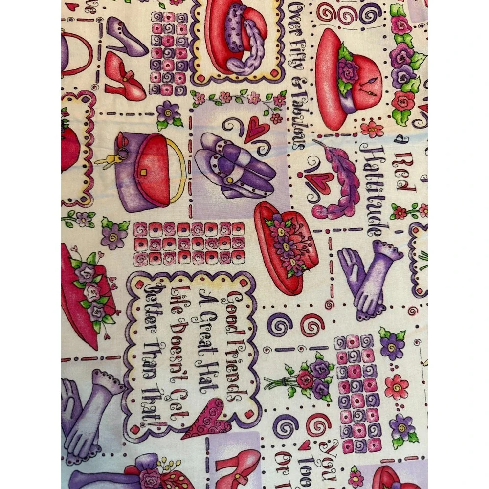 Vintage‎ Dianna Marcum Hats Friends Shoes Ladies Lunch Cotton Fabric 45